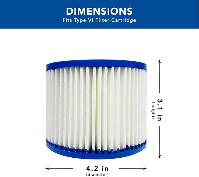 MaximalPower Type VI Filter Compatible for BestWay SaluSpa Lay-Z-Spa Sunset Filters VI Volca Spares Size VI POOLPURE PLF-INTV1 Coleman SaluSpa 90352E, 58323E, 58323 (Spa Filter, 4, Count)