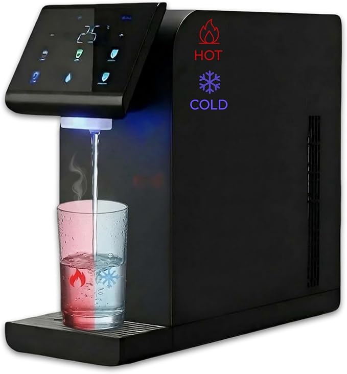 Ultra Instant Hot & Cold Water Dispenser - Bottleless Water Dispenser Countertop, Full Installation Kit, Quiet Multi-Stage Filtration + UV Sterilization - Black