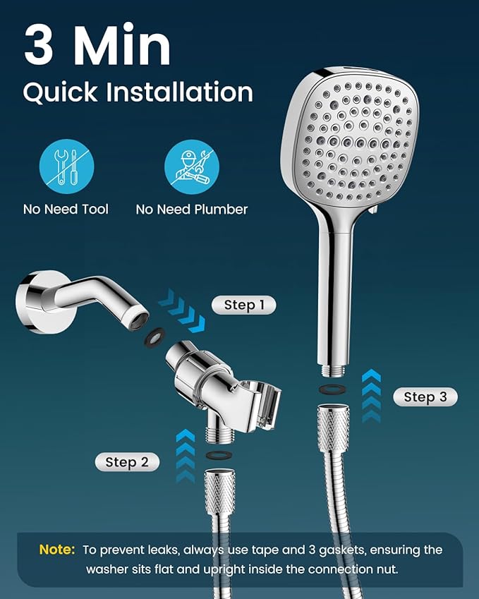 Filtered Shower Head with Handheld, High Pressure 7 Spray Showerhead with Filters, Detachable Shower Heads, Water Softener Filters for Hard Water - Remove Chlorine (Silver)