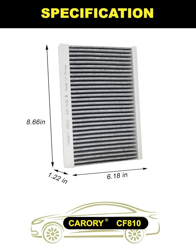 CARORY Cabin Air Filter w/Activated Carbon for Jeep Compass (2017-2026), Renegade (2015-2024), Fiat 500X (2016-2023), 500L (2014-2020), Dodge Hornet (2023-2025), OE# 68267921AA, 68212070AA, CF11810