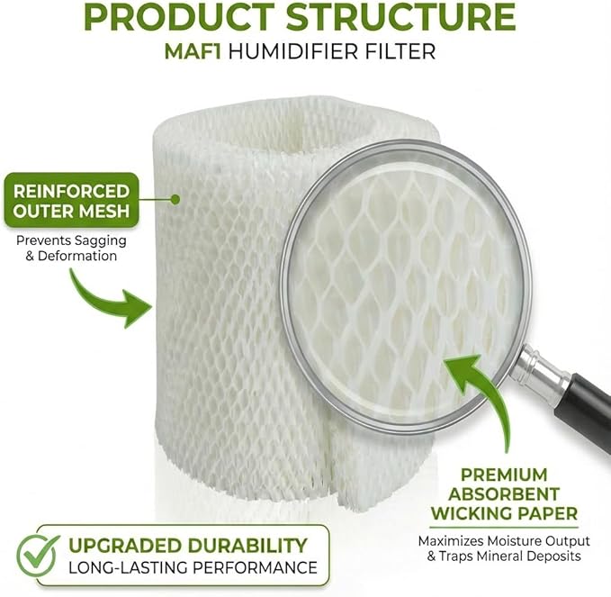 MAF1 Humidifier Filter Replacement Compatible with Aircare Essick Air MA1201 MoistAir MA0950 MA1200 MA1201 MA09500 and Kenmore 14906 14410 14411 15412 29979(2 Pack)