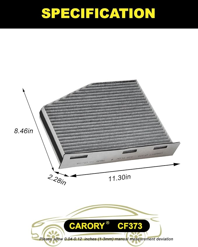 CARORY Cabin Air Filter w/Activated Carbon for VW Golf 2004-2018, Jetta 2005-2019, Tiguan 2008-2017 & Tiguan Limited 2018, Passat 2005-2018, CC 2009-2020, Audi A3 2004-2015 and More
