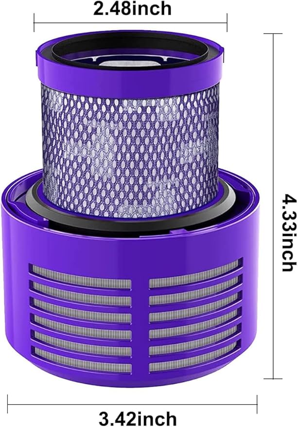 HEPA Filter Replacements for Dyson Cyclone V10 Animal V10 Absolute SV12 V10 Total Clean Cordless Stick Vacuum Part no. 969082-01 (2 Pack)