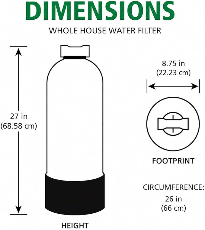 AO Smith Whole House Water Filter System - Whole Home Filtration for Well & City Water - Filters 96.9% of Chlorine Taste & Odor - 6 yr, 600,000 Gl, AO-WH-Filter