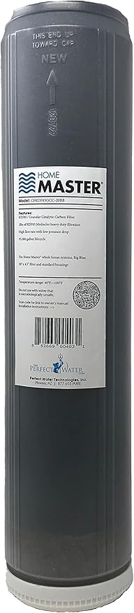 Home Master CFKDF85GCC-20BB Replacement Filter, Fits Big Blue, 20" x 4.5" Heavy duty Up-Flow Catalytic Carbon & KDF 85, Filters Chloramines, Chlorine, Chemicals, Heavy Metals, Sediment, more
