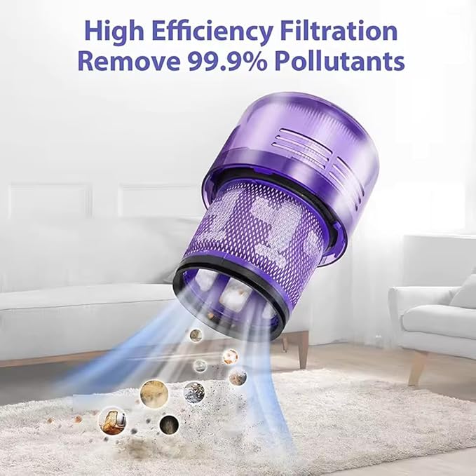 4 Pack Replacement V11 Filters for Dyson V11 Torque Drive V11 Animal V11 Complete V11 Extra V15 Detect Vacuum Cleaner Filters, Compare Part 970013-02.