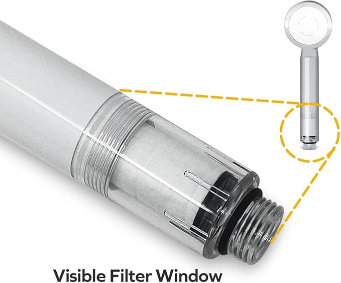 EZWELL Visible Filtered Shower Head LITE Sediment Filter with High Pressure NSF Certified Korea| Filtration System, Removes Rust | - Good for Dry skin & Hair, Travel, RV, Bathroom - Easy Install