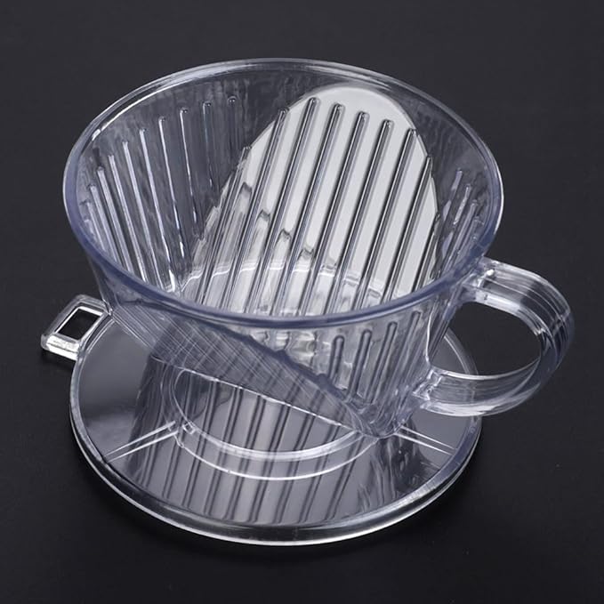 Transparent ABS Reusable Cone Coffee Filter with Large Handgrip Dripper Cup for Pour Over Brewing, Dishwasher Safe