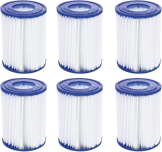 WuYan 6 Pack Swimming Pool Filter Compatible for Cartridge Type II, Replacement Hot Tubs Filter Compatible with Lay Z Spa Filter Pump