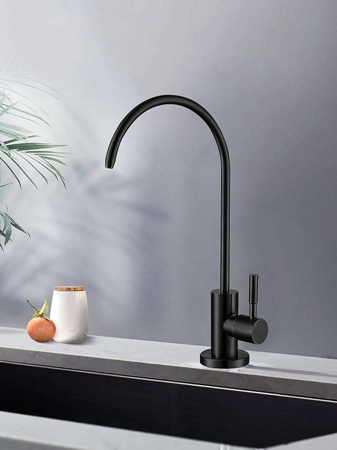 Drinking Water Faucet Matte Black Water Filter Faucet, SUS304 Stainless Steel, Easy to Install Reverse Osmosis Faucet for Kitchen Bar Sink