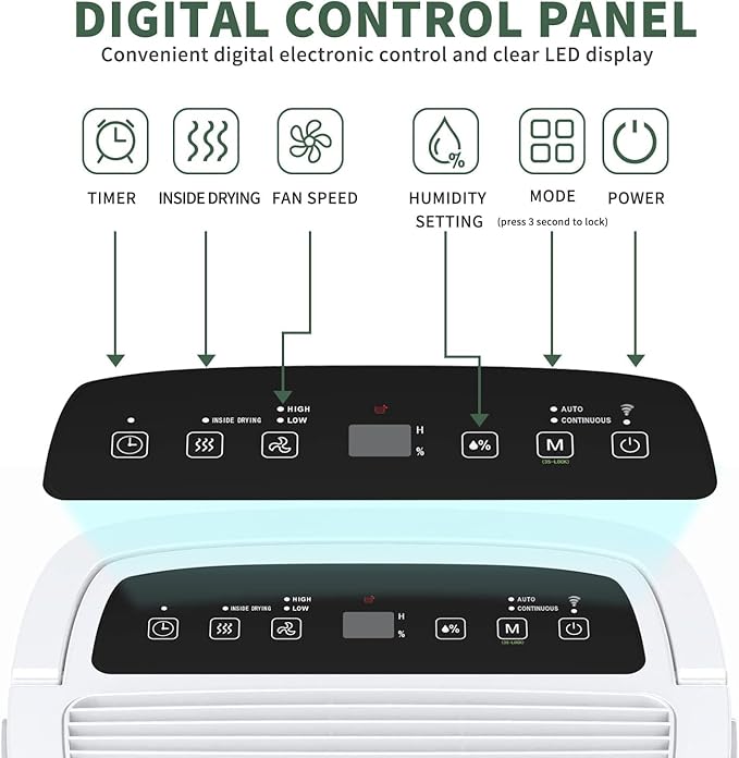 80 Pints Energy Star Dehumidifier with Drain Hose and WIFI for Large Spaces up to 5,000 Sq.Ft, Auto Defrost & Continuous Drainage - Ideal for Home Basements, Bathroom, and Bedroom