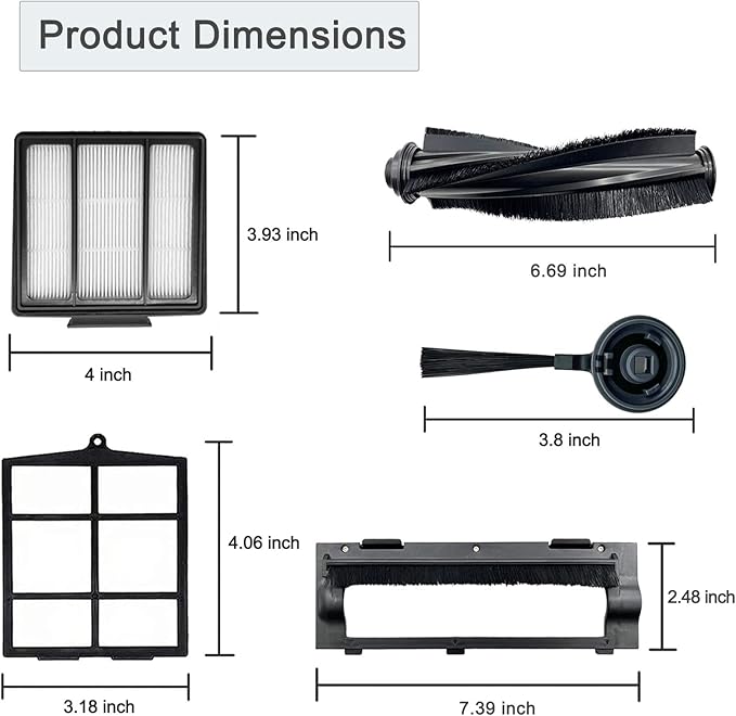 Tivcroxs 20 Pack Replacement Parts for Shark ION AV751 R85 RV850 S86 S87 S88 R71 R72 R75 RV761 RV771 RV871 AV752 AV753 Robot, 2Main Brush&5Filters&10Side Brushes&2Pre-Filter&1Brush Protect Guard