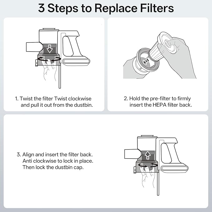 Replacement HEPA Filters for Cordless Vacuum Cleaner VBS-01, Pre-Motor Filters
