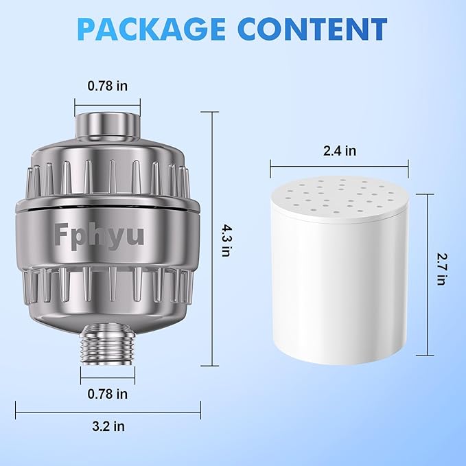 20 Stage Shower Filter, Universal Hard Water Filter Removes Chlorine & Impurities, High Flow Chrome Shower Head Filter Water Softener for Dry Skin, Hair Loss and Sensitive Skin