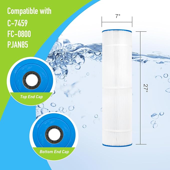 Pool Filter Cartridge Replaces for Unicel C-7459, Jandy CL340, CV340, R0554500, PJAN85, Filbur FC-0800, A0557900, Aladdin 18504, APCC7352, 4 Pack (4 Pack)