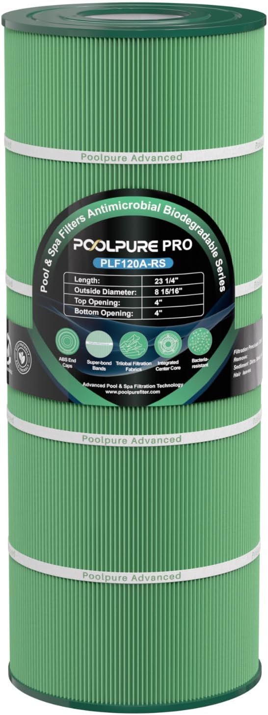 POOLPURE PA120 Antimicrobial Pool Filter, Compatible with Hayward C1200, CX1200RE, Pleatco PA120, Ultra-B2, Unicel C-8412, Filbur FC-1293, Clearwater II 125, Waterway Pro Clean PCCF-125