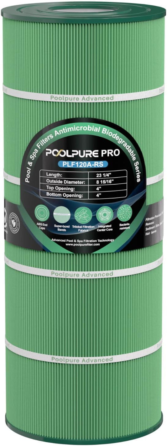 POOLPURE PA120 Antimicrobial Pool Filter, Compatible with Hayward C1200, CX1200RE, Pleatco PA120, Ultra-B2, Unicel C-8412, Filbur FC-1293, Clearwater II 125, Waterway Pro Clean PCCF-125
