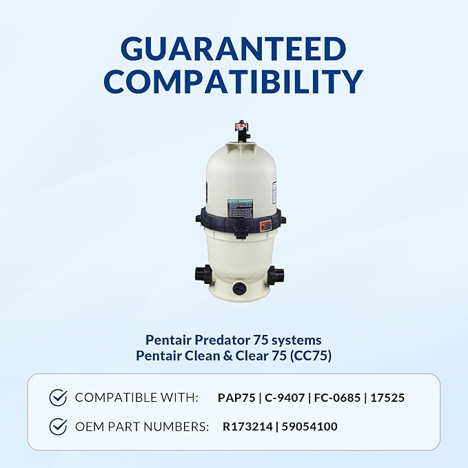 Pro Series Filter Cartridge, Replacement for PAP75 R173214 59054100 Unicel C-9407 Filbur FC-0685, Compatible with Pentair Clean & Clear 75, 3oz Trilobal Fabric, 75 Sq. Ft.