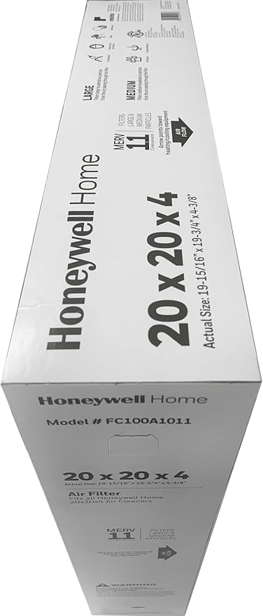 Honeywell FC100A1011-20" x 20" x 4" Pleated Air Filter, MERV 11 Bundle with Same Day Supply Filter Change Reminder (2)