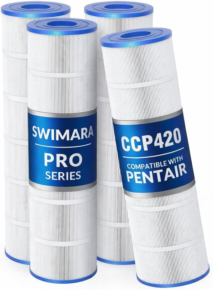 Pro Series Filter Cartridge, Replacement for PCC105 R173576 178584 817-0106 Unicel C-7471 Filbur FC-1977, Compatible with Pentair Clean & Clear Plus 420, 3oz Trilobal Fabric, 420 Sq. Ft. 4-PK