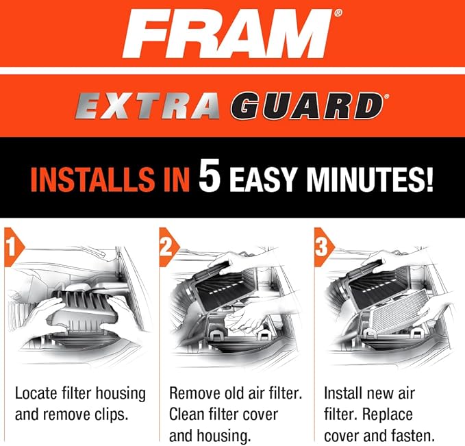 FRAM Extra Guard CA11010 Replacement Engine Air Filter for Select 2010-2013 Acura MDX/ZDX (3.7L) Models, Provides Up to 12 Months or 12,000 Miles Filter Protection