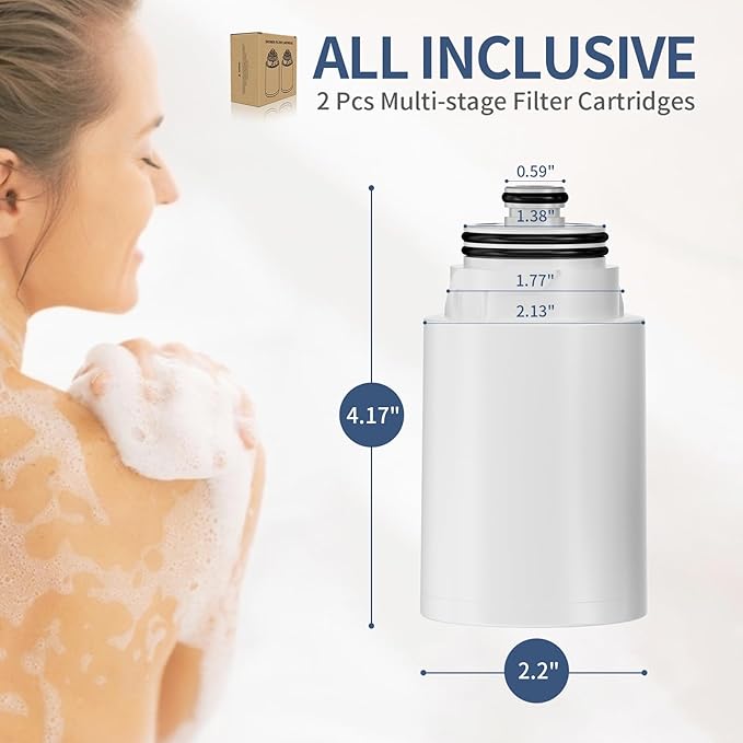 KAIYING 2 Pack KDF Shower Filter Replacement, Multi-stage Shower Head Filter Refill Cartridge for HKTHX11G, Shower Head Filter for Hard Water