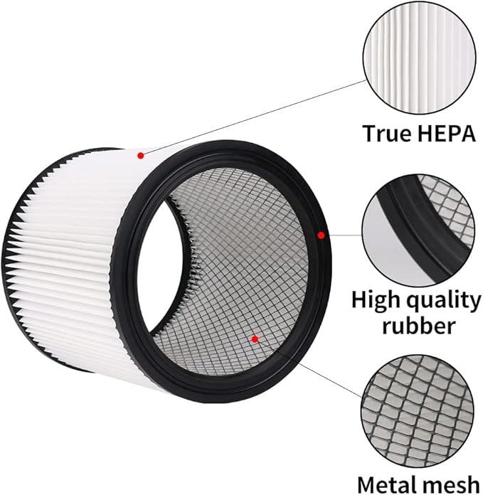 90304 Replacement HEPA Cartridge Filters with Lid, Compatible with Shop-Vac Shop Vac 90304, 90350, 90333, 903-04-00, 9030400, 90585 5 Gallon and Above Wet Dry Vacuum Cleaners, 2 Pack