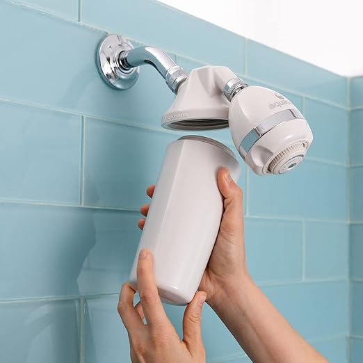 Aquasana Shower Filter for Hair & Skin | Reduces 90% of Chlorine | Shower Head with 3 Settings | Dermatologist-Recommended | WaterSense Certified | AQ-4100-E