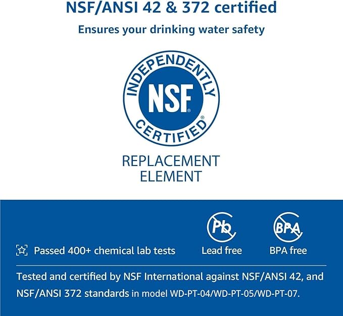 [Original] Waterdrop PF-01A Water Filter Replacement for Waterdrop Pitcher Filtration System, NSF Certified, Reduces Lead, PFAS, PFOA/PFOS, Chlorine, Last Up to 3 Months or 200 Gallons, 2 Pack