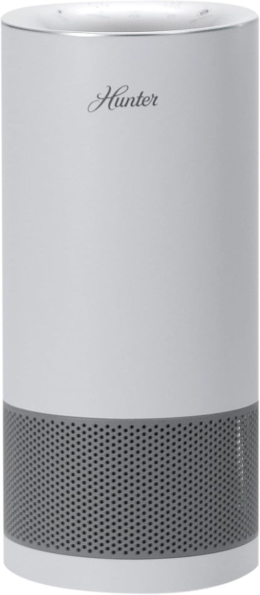 Hunter HP450UV Round Air Purifiers for Home, True HEPA Air Purifier Tower for Pets, Odors, Allergens, Smoke, Dust, VOC's. HEPA Air Purifiers for Bedroom and Small Room. White