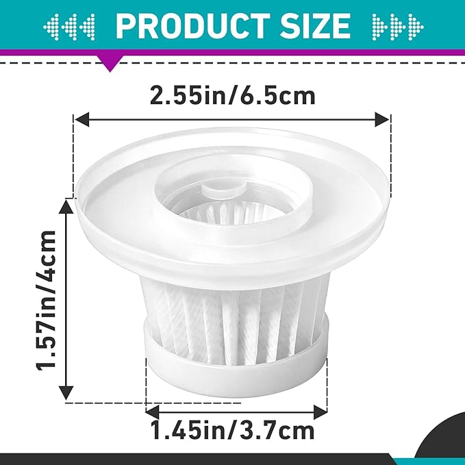 18 Pcs HEPA Vacuum Filters Compatible with Compact Cordless Vacuum Cleaner as Seen on TV, Washable Reusable Filters with Cleaning Brush (White)