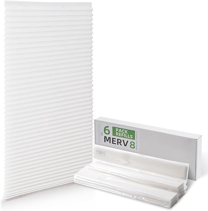 Pack of 6 Refills Filter Media, Compatible with Reusable ABS Plastic Frame HVAC, Furnace & AC System – MERV 8 Efficiency, Easy to Replace (ABS Frame Not Included) (16x25x1in)