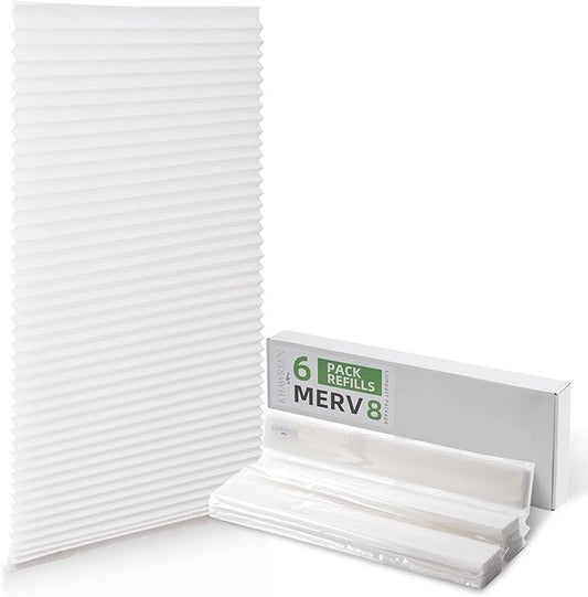 Pack of 6 Refills Filter Media, Compatible with Reusable ABS Plastic Frame HVAC, Furnace & AC System – MERV 8 Efficiency, Easy to Replace (ABS Frame Not Included) (16x25x1in)