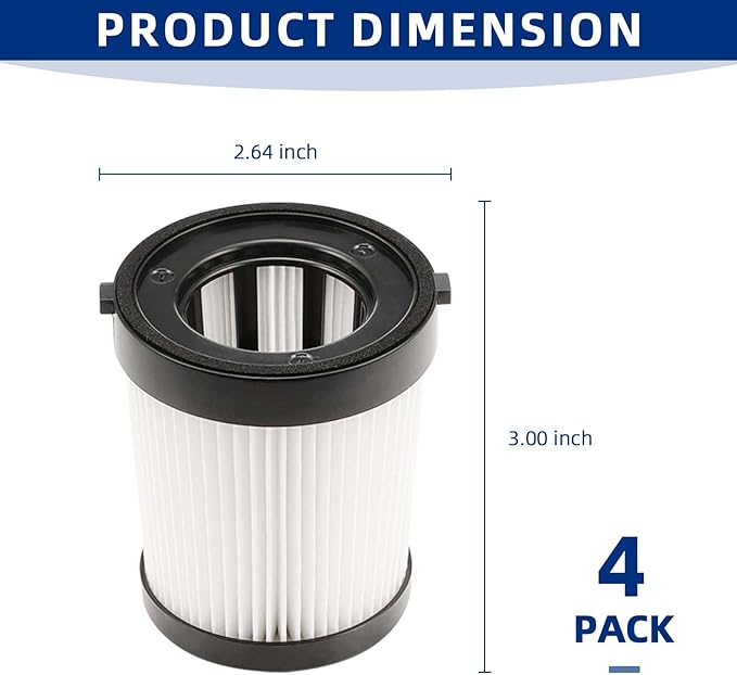 Vacuum Filter Replacement Compatible with Fabuletta FSV001/FSV101,Girnoor G160/G165, Lubluelu 202, Oraimo OSV-102, VL732 Stick Vacuum Cleaners （With Tap) - 4 Pack