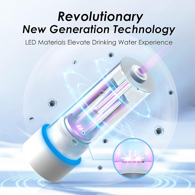 Waterdrop LED UV Ultraviolet Water Filter for Under Sink Water Filter and Reverse Osmosis System, Reduces up to 99.9% of Harmful Substances, Mercury-Free, FCC Certified, Stainless Steel, 50 Year Life