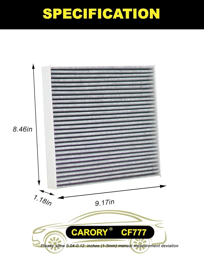 CARORY Cabin Air Filter w/Activated Carbon for Ford Ranger 2019 2020 2021 2022 2023 .KB3Z19N619A, CF12776, FP-88