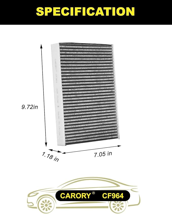 CARORY Cabin Air Filter w/Activated Carbon for Toyota Tundra (2022-2025), Tacoma (2024-2025), Sequoia (2023-2025), Lexus LX600(2024-2025), GX550(2024-2025) and More, OE# 87139-60030, CF12964