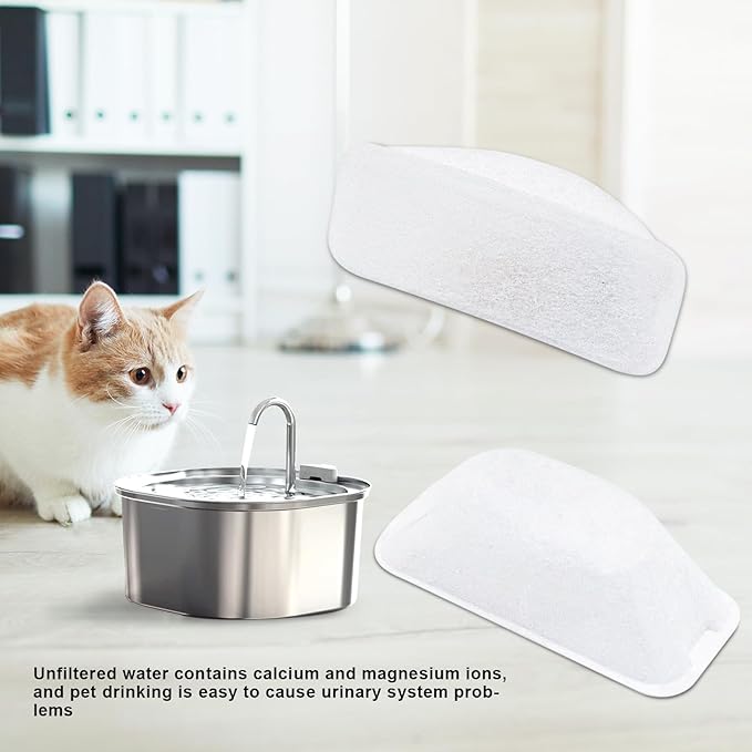 20 Pack Replacement Filters for 3.2L/2.5L Cat Water Fountain, 10 Pack Filters and 10 Pre-Filter Sponges, Multi-Layer Filtration System for Pet Fountain, Removes Impurities and Odors
