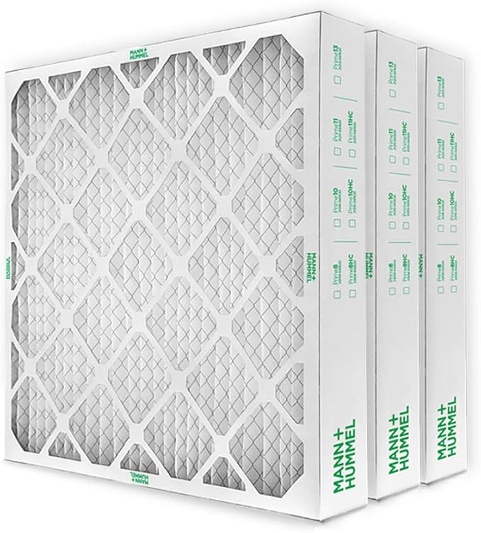 Mann+Hummel 16x20x4 MERV 8 Pleated HVAC AC Furnace Air Filters. 3 Pack. (Exact Size: 15.5 x 19.5 x 3.75 Inches)