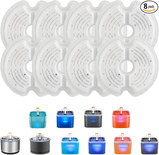 Wonder Creature Cat Water Fountain Filter Replacement, 4/8/12/4+4/8+8 Filters Pack for 2L/67oz Automatic Cat Fountain (8 Pack)