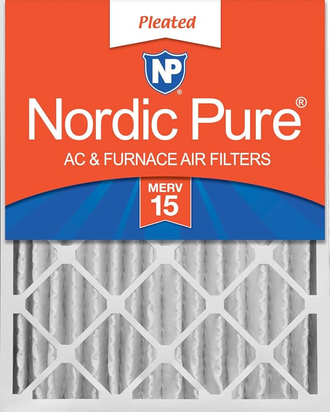 Nordic Pure 20x20x4 (Actual Size: 19 1/2 x 19 1/2 x 3 5/8) Pleated MERV 15 Air Filter 1 Pack