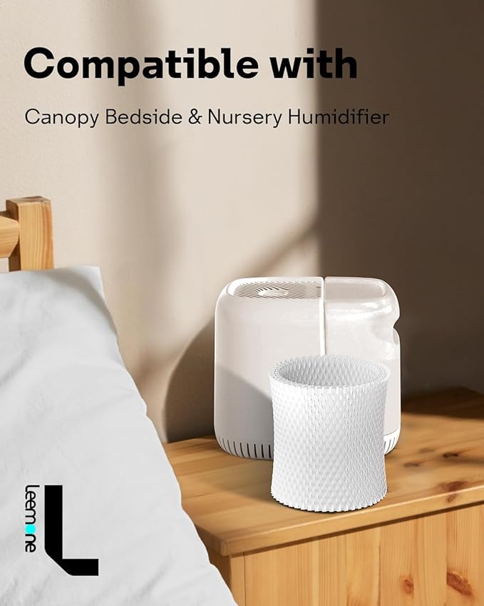 Leemone 4-Pack Bedside Humidifier Filter Replacement Compatible with Canopy Bedside & Nursery Humidifiers, Made with Wood Pulp & Paper Filter, Humidifier Wicking Filter Lasts Up to 6 Weeks