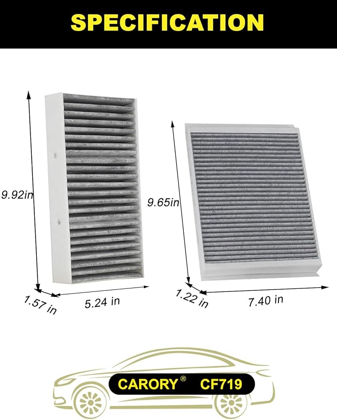 CARORY Activated Carbon Cabin Air Filter for Mercedes Benz 2016-2018 GLE350, 2016-2019 GLE400, 2012-2015 ML350, 2017-2019 GLS450, OE# 1668300318, CF11719