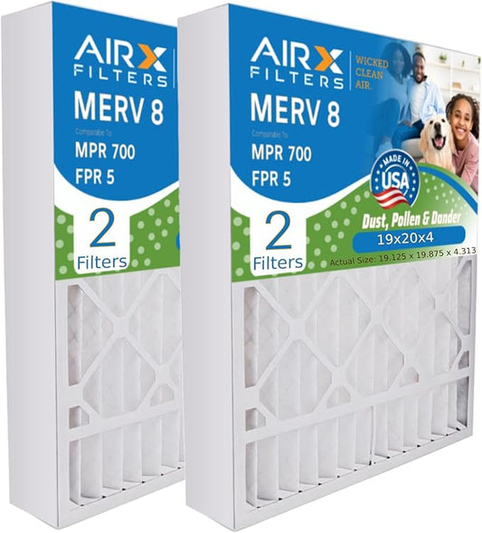 AIRx Filters 19x20x4 Furnace Filter MERV 8, Compatible with Bryant Carrier FILXXFNC-0021 FNCCAB0021, Allergen Control, Reduces Dust & Pollen, 2-Pack