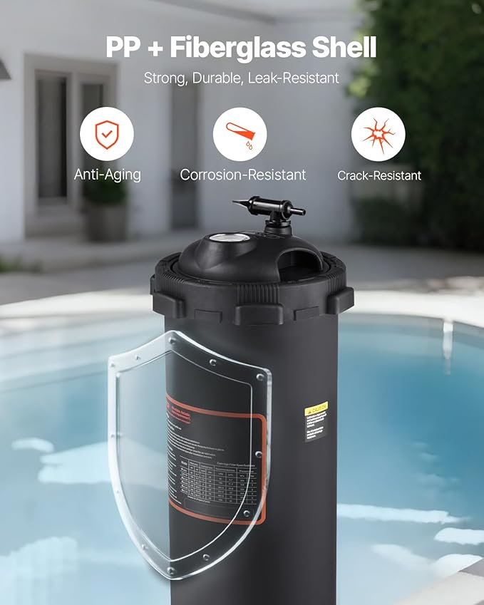 VEVOR 2026 Pro Pool Cartridge Filter System 100 Sq.Ft, Pool Filter for Inground & Above Ground Pools, Compatible W/Pumps 1/2HP~1HP | Up to 6142 GPH Max Flow, Pool Filters for Pools Up to 23775 Gallons