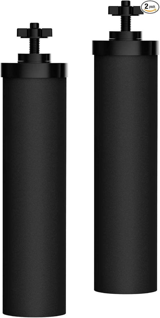 Waterdrop W90B Black Water Filter, Silver Ions Added, Replacement for Berkey® Purewell®, ProOne®, BB9-2®, Waterdrop Gravity Water Filter System, NSF/ANSI 372 Certified, 2 Pack