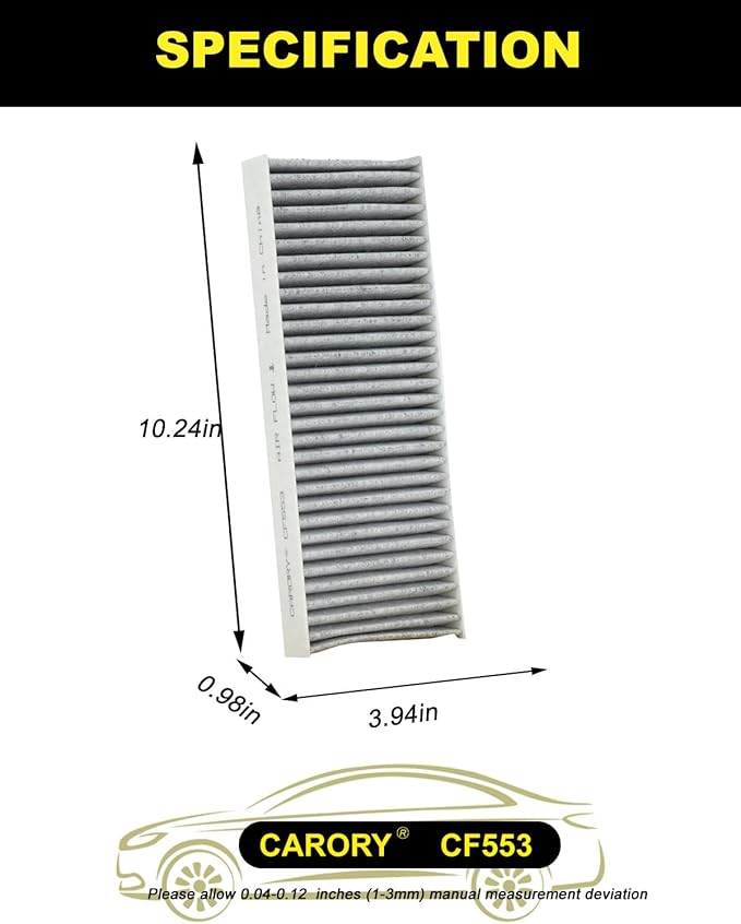 Cabin Air Filter w/Activated Carbon for Nissan Frontier 2005-2021, Pathfinder 2005-2012, Xterra 2005-2015, NV1500 2012-2015, NV2500 2012-2015, NV3500 2012-2015, Suzuki Equator 2009-2012