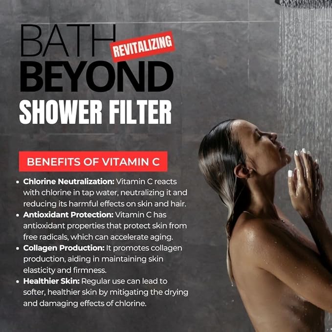 Shower Filter Vitamin C 15 Stage High Output Water Filter With cartridge for Hard Water - Shower Head Filter Removes Chlorine Fluoride and Improves The Condition of Your Skin, Hair