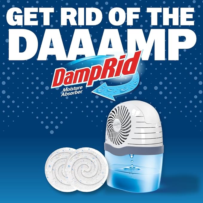 DampRid Reusable Moisture Absorber with 4 Drop-In Tablets, Fresh Scent, 15.8 oz., Attract and Trap Excess Moisture & Eliminate Musty Odors for Cleaner, Fresher Air