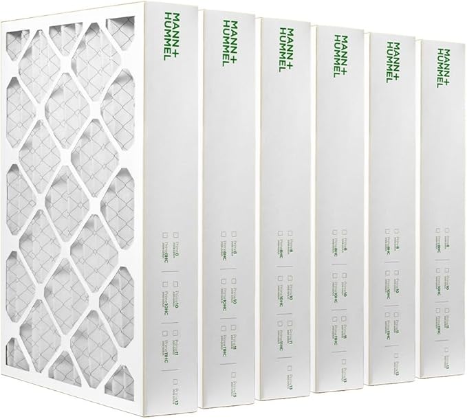 Mann+Hummel 16x25x4 MERV 8 Pleated HVAC AC Furnace Air Filters. Case of 6. (Exact Size: 15.5 x 24.5 x 3.75 Inches)